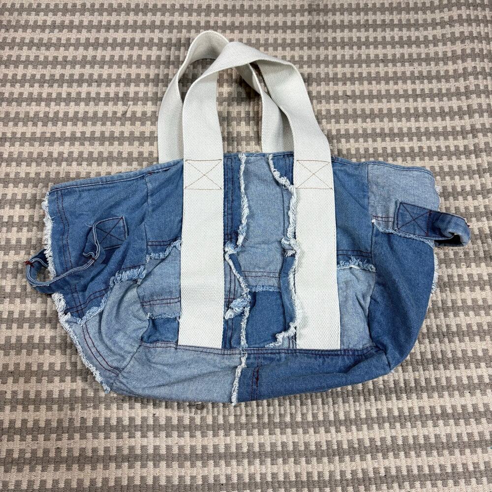 BDG Urban Outfitters Patchwork Denim Raw Edge‎ Tote Bag 23in x 12in Preowned